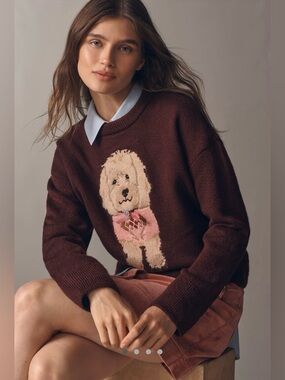 Anthropologie Maeve crew Neck Dog Icon Sweater